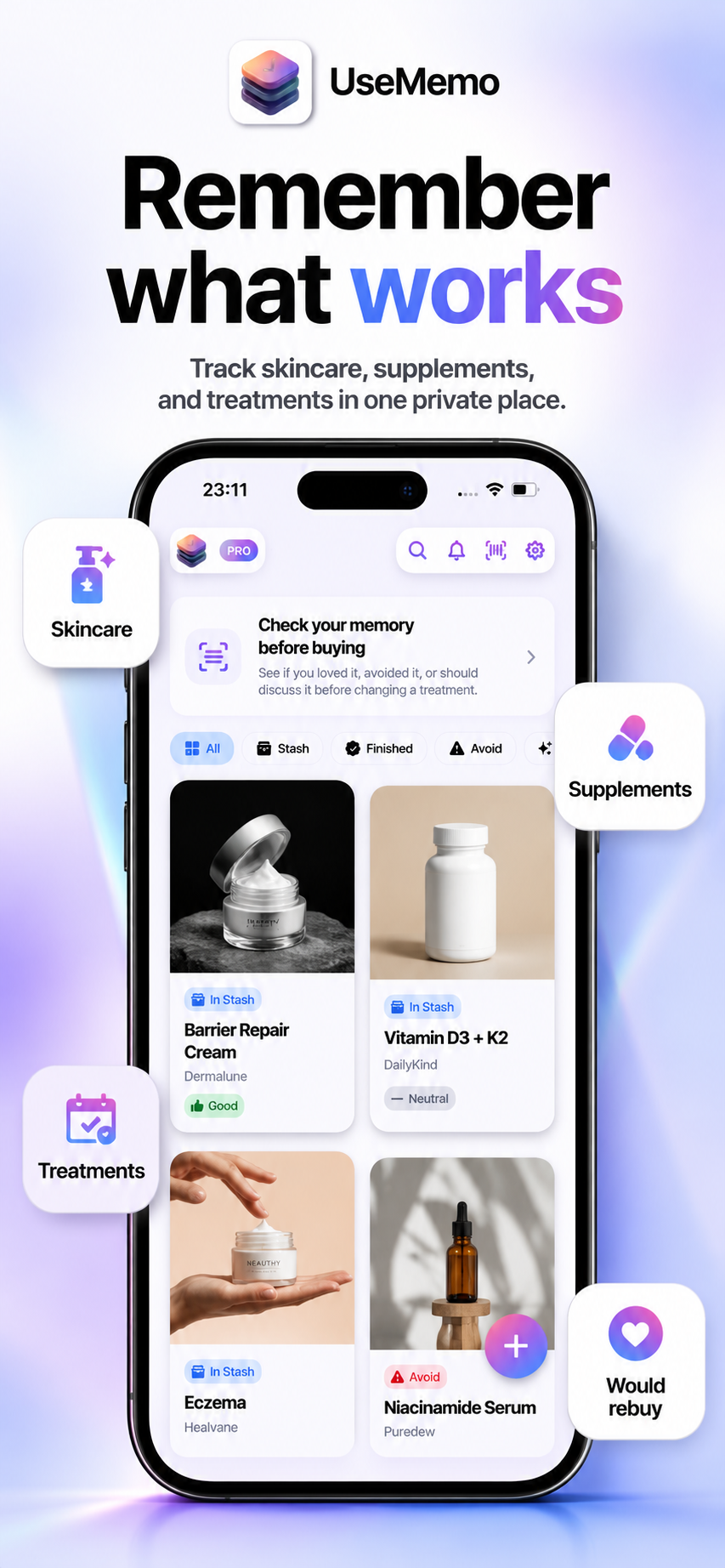 UseMemo app preview: remember what works