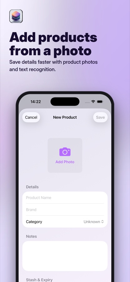 Add products from a photo UseMemo app preview
